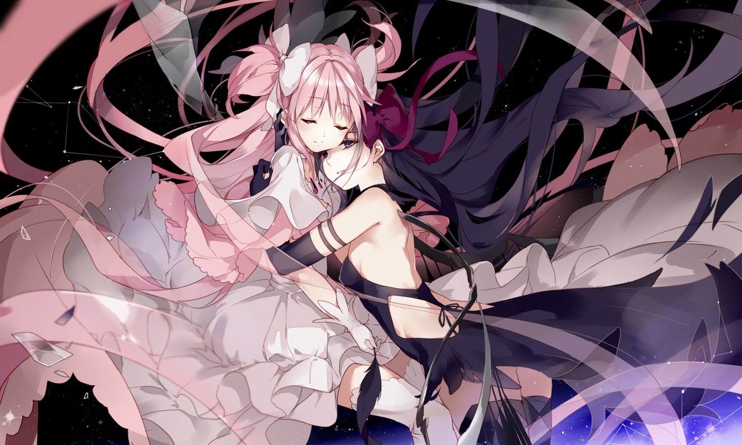 akemi_homura, kaname_madoka, mahou_shoujo_madoka_magica, starpri, thighhighs, ultimate_madoka, wings
