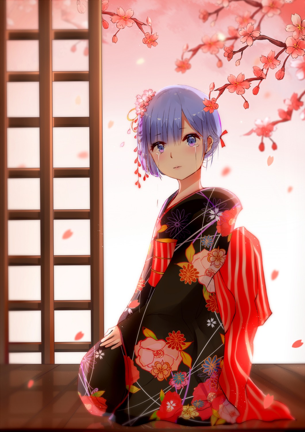 kimono, milktower, re:zero_kara_hajimeru_isekai_seikatsu, rem_(re_zero)