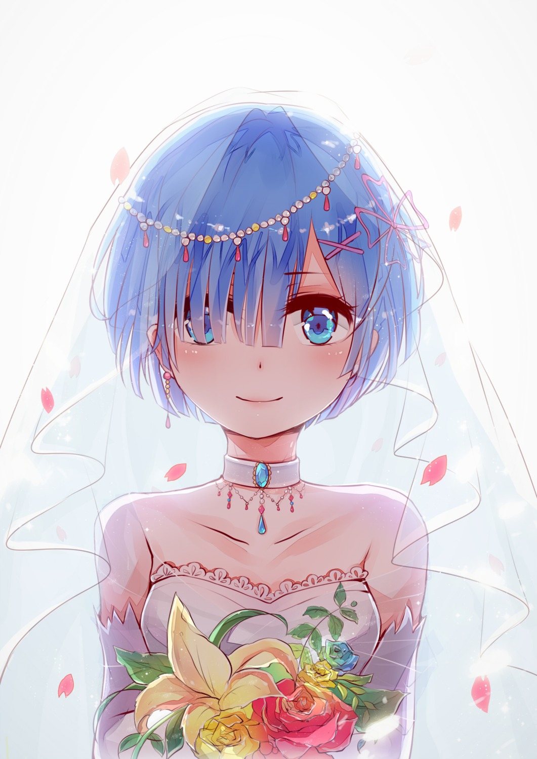 dress, milktower, re:zero_kara_hajimeru_isekai_seikatsu, rem_(re_zero), wedding_dress