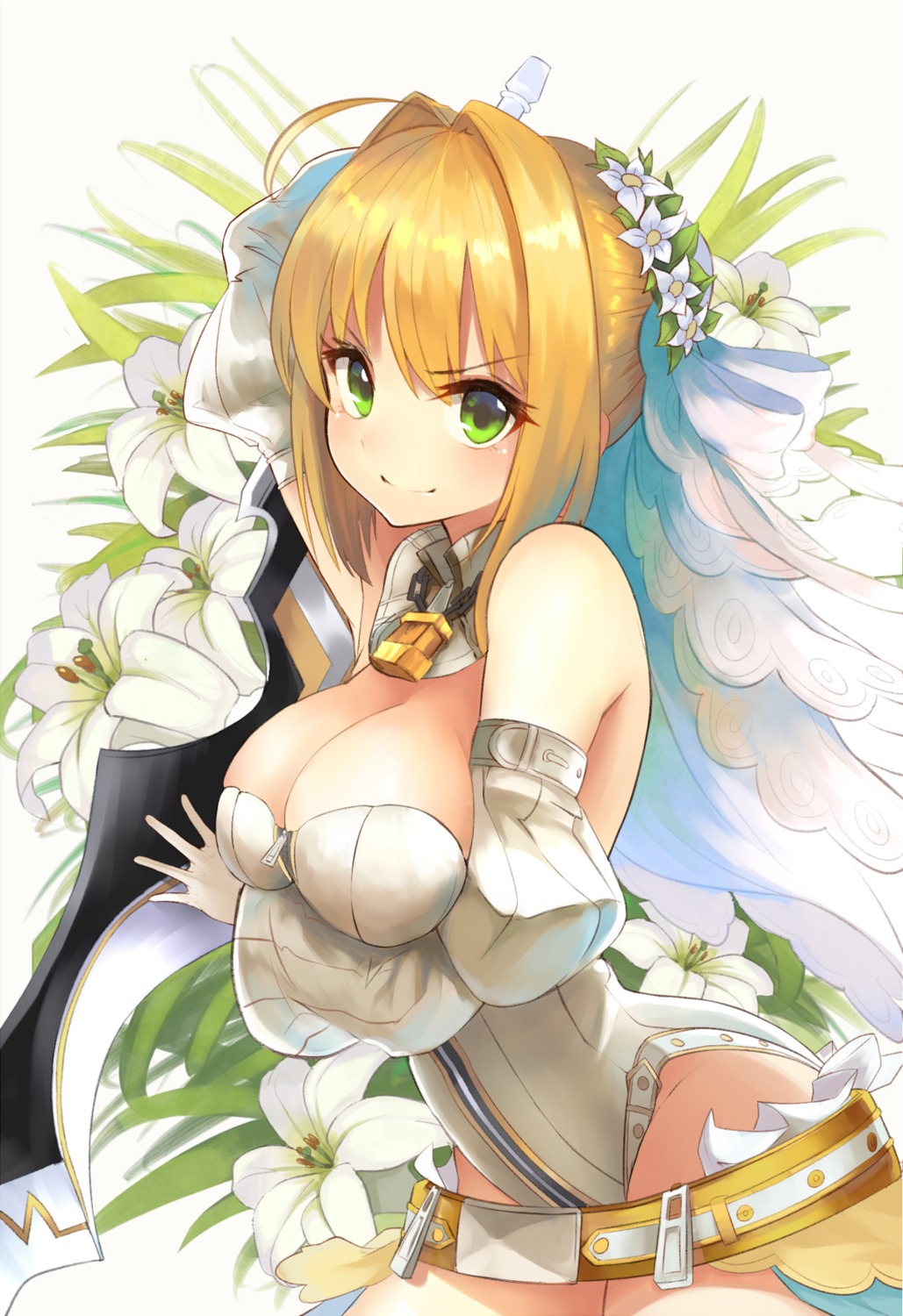 bodysuit, cleavage, fate/extra, fate/extra_ccc, fate/grand_order, fate/stay_night, jazztaki, nero_claudius_(fate), no_bra, sword