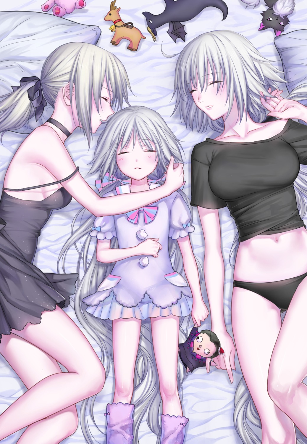 artoria_pendragon_(fate), artoria_pendragon_alter_(fate), dress, fate/grand_order, gilles_de_rais_(fate), jeanne_d'arc, jeanne_d'arc_alter_(fate), jeanne_d'arc_alter_santa_lily