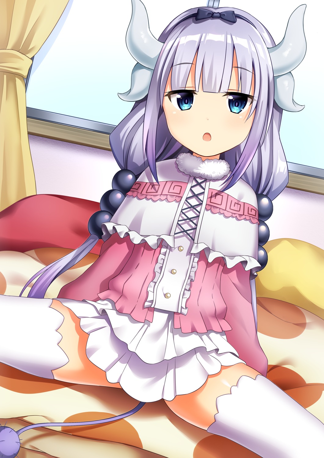 horns, kanna_kamui, kobayashi-san_chi_no_maidragon, tail, thighhighs, yuusa