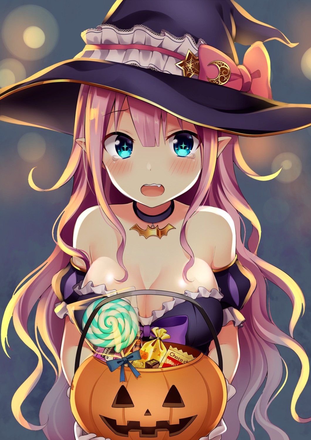 cleavage, halloween, pointy_ears, witch, yuusa