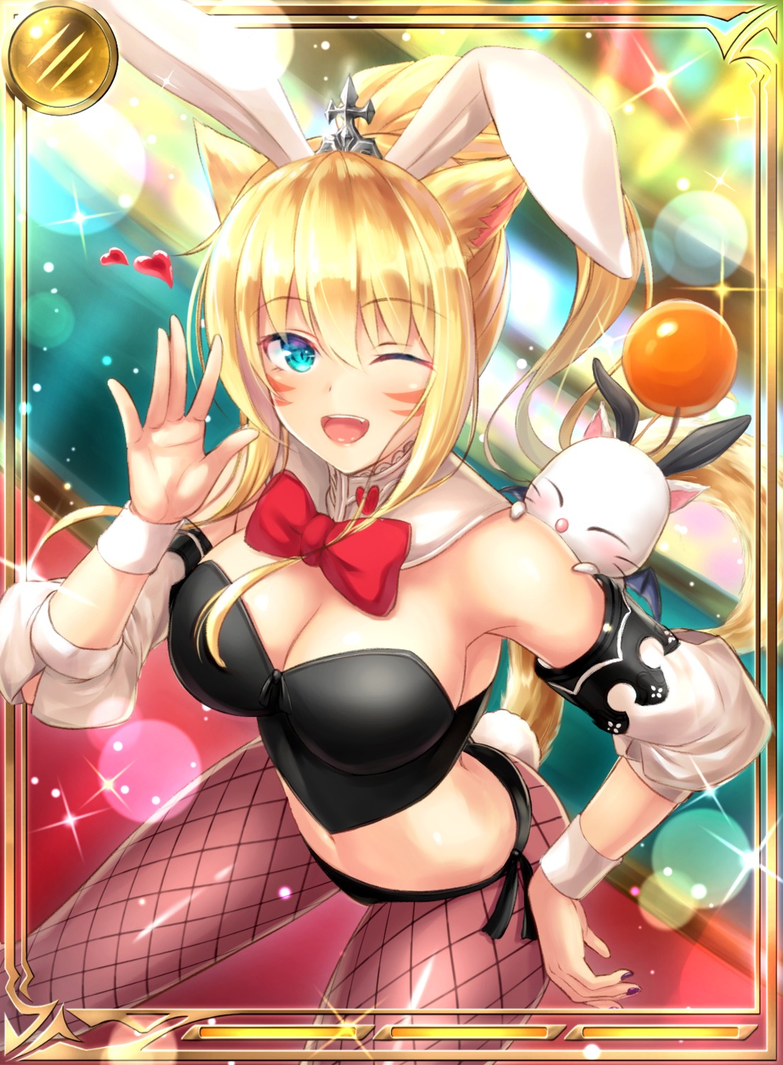 animal_ears, bunny_ears, bunny_girl, cleavage, final_fantasy, final_fantasy_xiv, fishnets, miqo'te