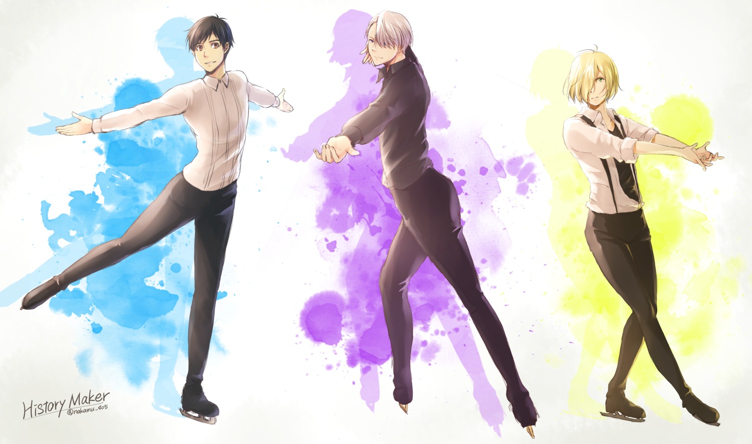 ice_skating, katsuki_yuuri, male, nakamu_405, victor_nikiforov, yuri!!!_on_ice, yuri_plisetsky