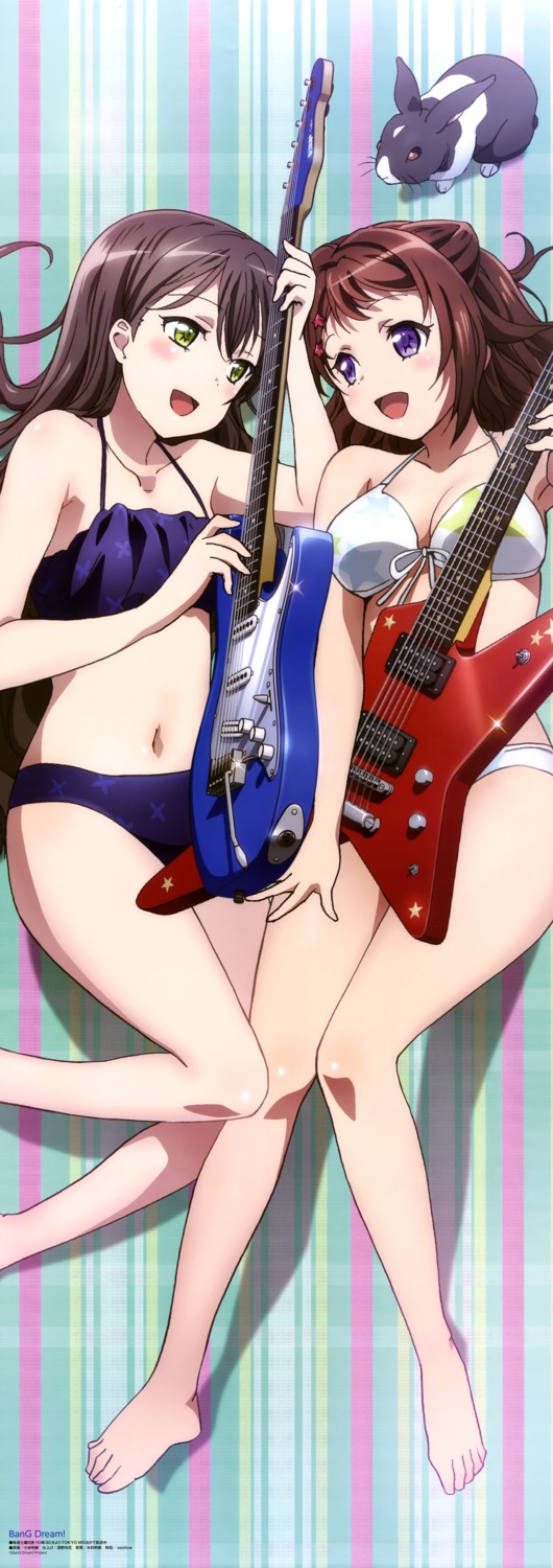bang_dream!, bikini, cleavage, guitar, hanazono_tae, kobayashi_akemi, swimsuits, toyama_kasumi