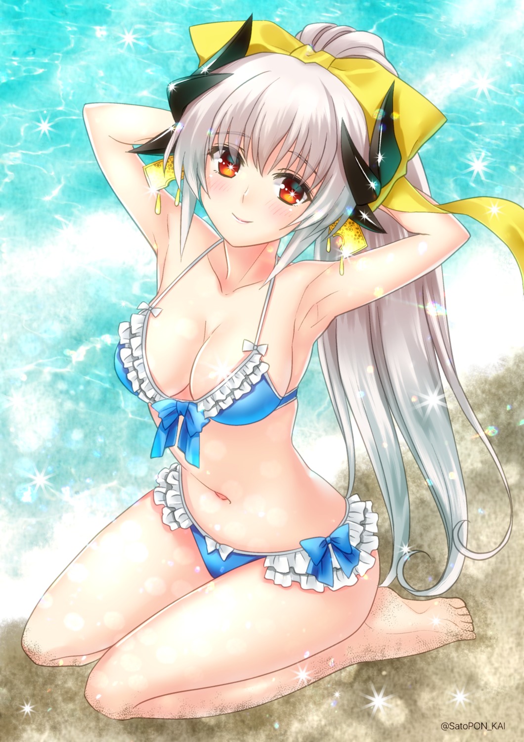 bikini, cleavage, fate/grand_order, horns, kiyohime_(fate), sato-pon, swimsuits