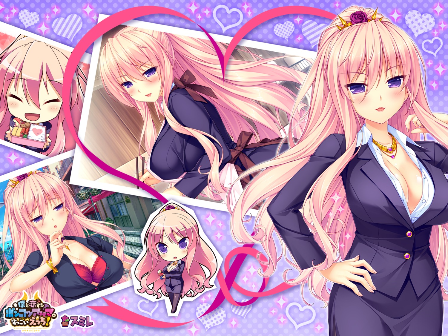 boku_to_koisuru_ponkotsu_akuma, bra, business_suit, character_design, chibi, cleavage, kiritani_reika, no_bra