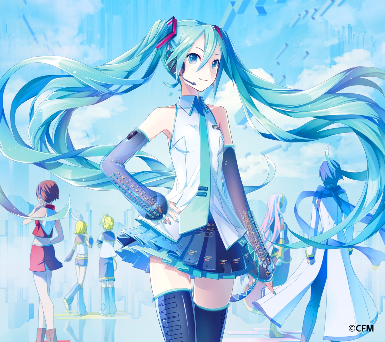 hatsune_miku, headphones, ixima, kagamine_len, kagamine_rin, kaito, megurine_luka, meiko