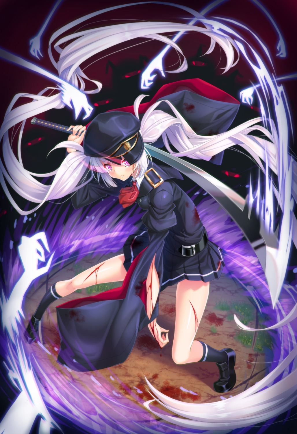 blood, sword, tonchan, torn_clothes, uniform