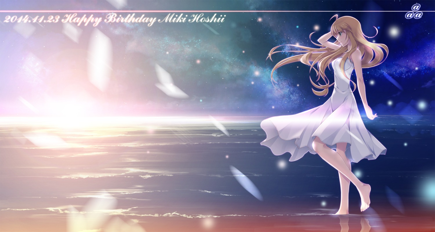 dress, hoshii_miki, kamishiro_mai_(capti-no), landscape, the_idolm@ster, wet