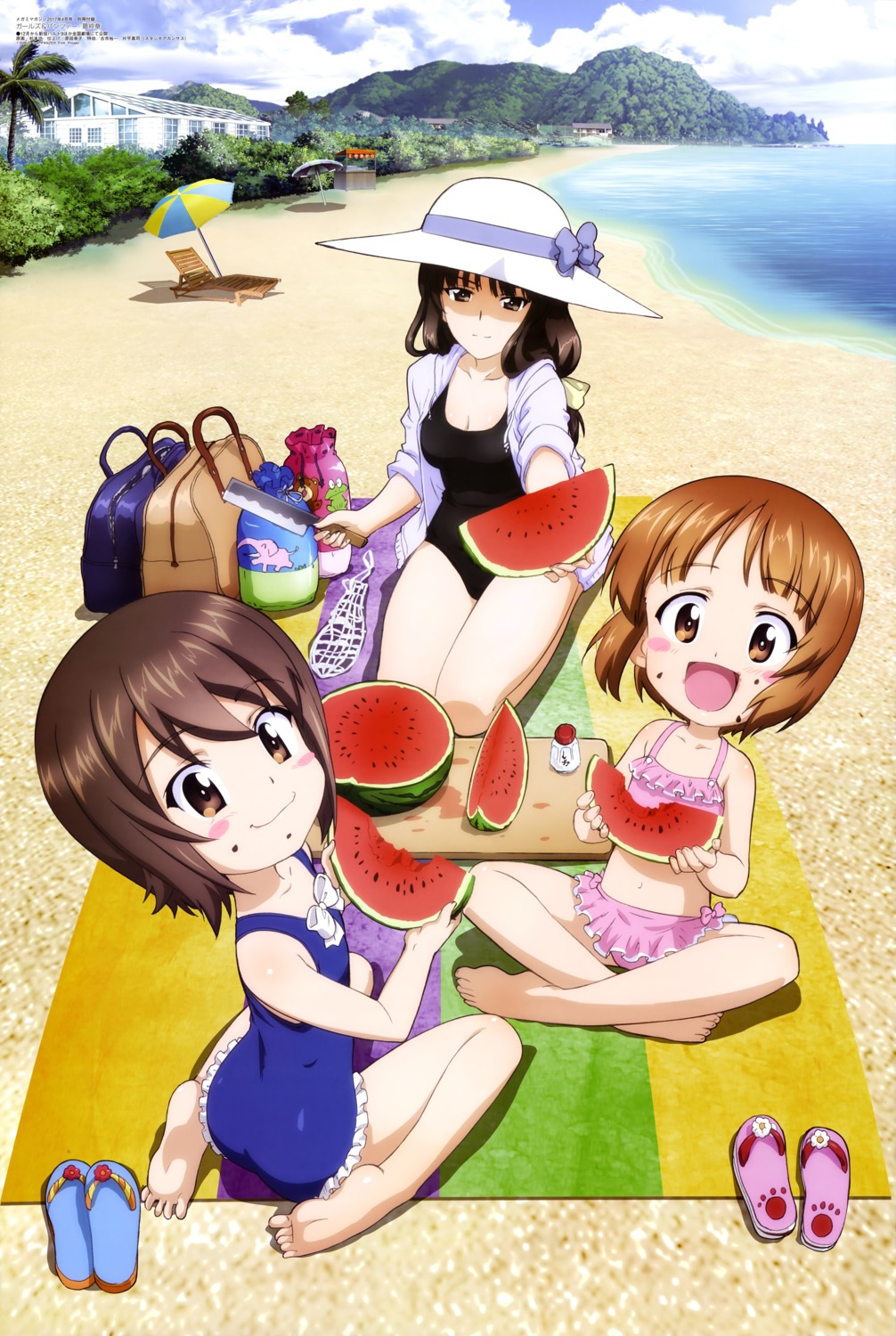 bikini, cleavage, feet, girls_und_panzer, nishizumi_maho, nishizumi_miho, nishizumi_shiho, sugimoto_isao