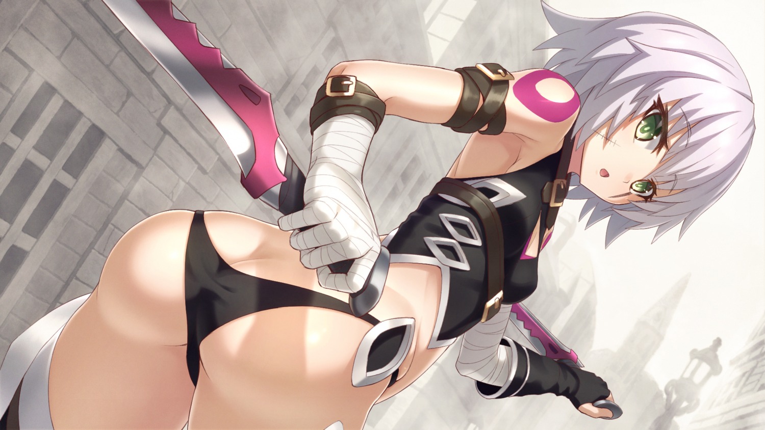 ass, bandages, cleavage, fate/apocrypha, fate/grand_order, fate/stay_night, jack_the_ripper, kaina_(tsubasakuronikuru), pantsu, tattoo, wallpaper, weapon