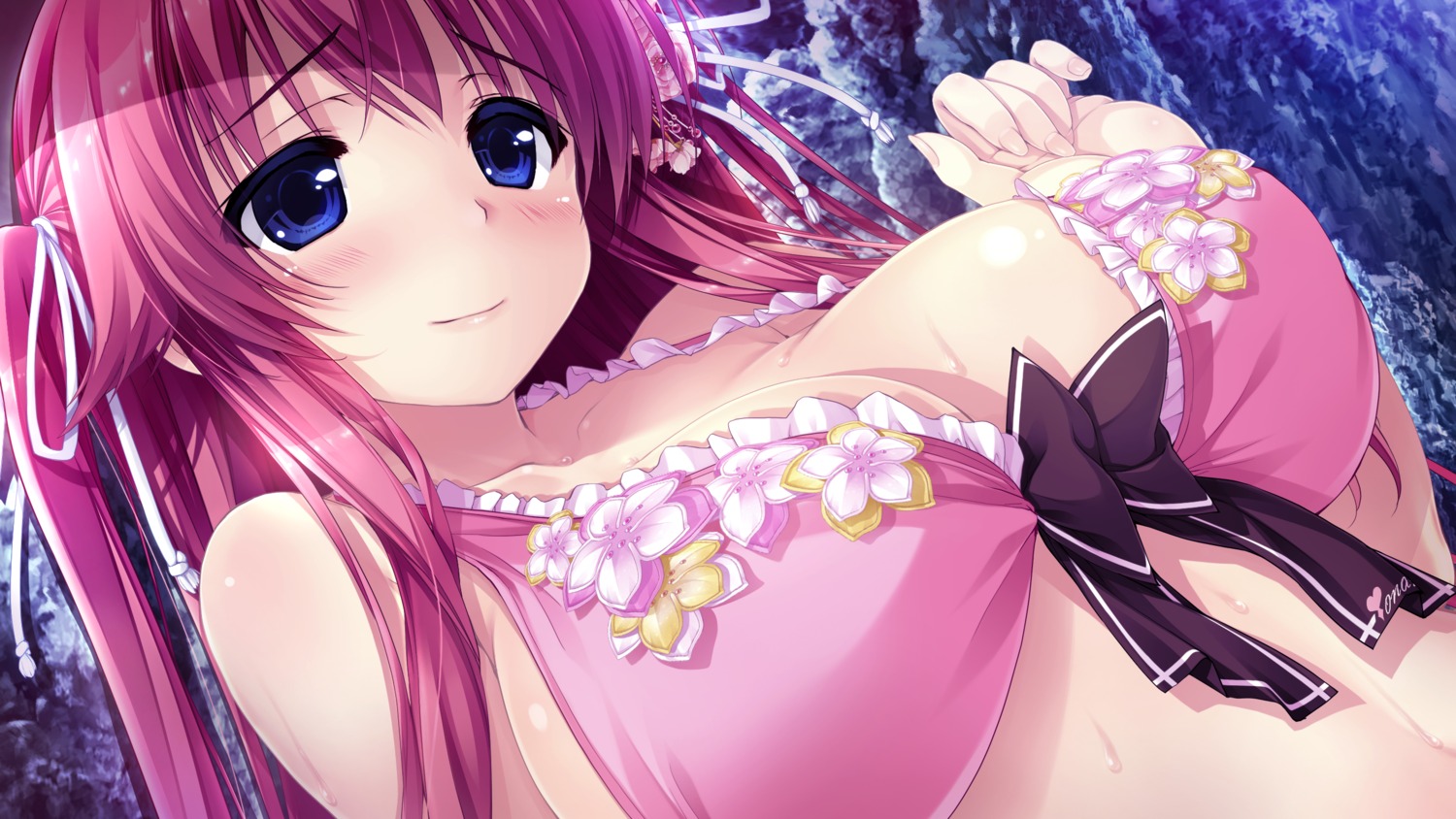 bikini_top, cleavage, clochette, game_cg, harugasaki_kanau, haruru_minamo_ni!, shintarou, swimsuits