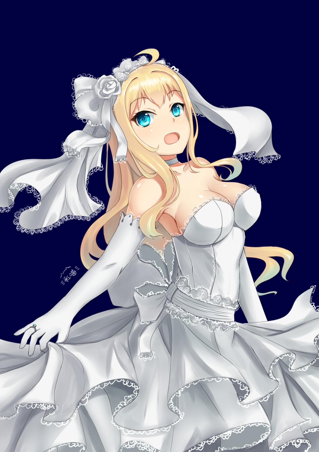 cleavage, dress, kongou_(zhanjianshaov), wedding_dress, zhanjianshaonv, zhudacaimiao