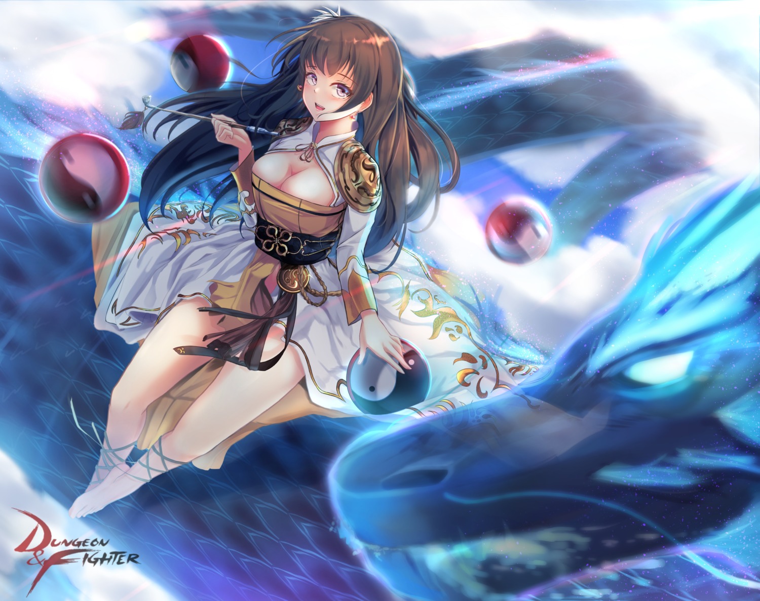 asian_clothes, cleavage, dungeon_fighter, septet_(zrca_janne), smoking