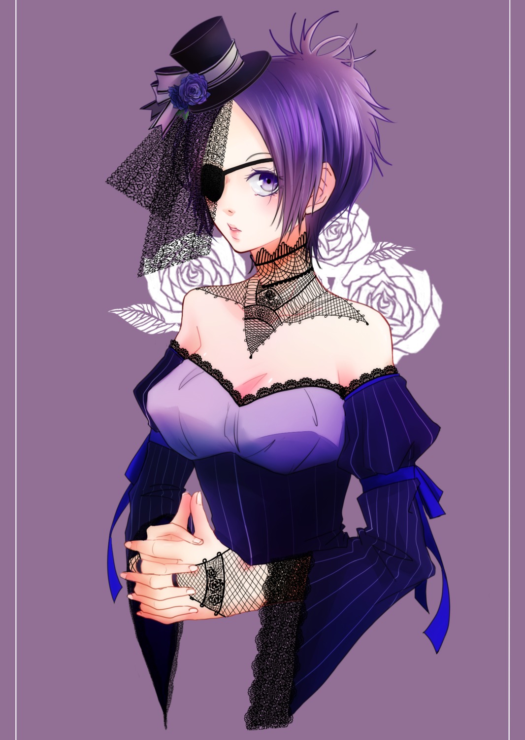 chrome_dokuro, cleavage, eyepatch, fishnets, katekyo_hitman_reborn!, osha