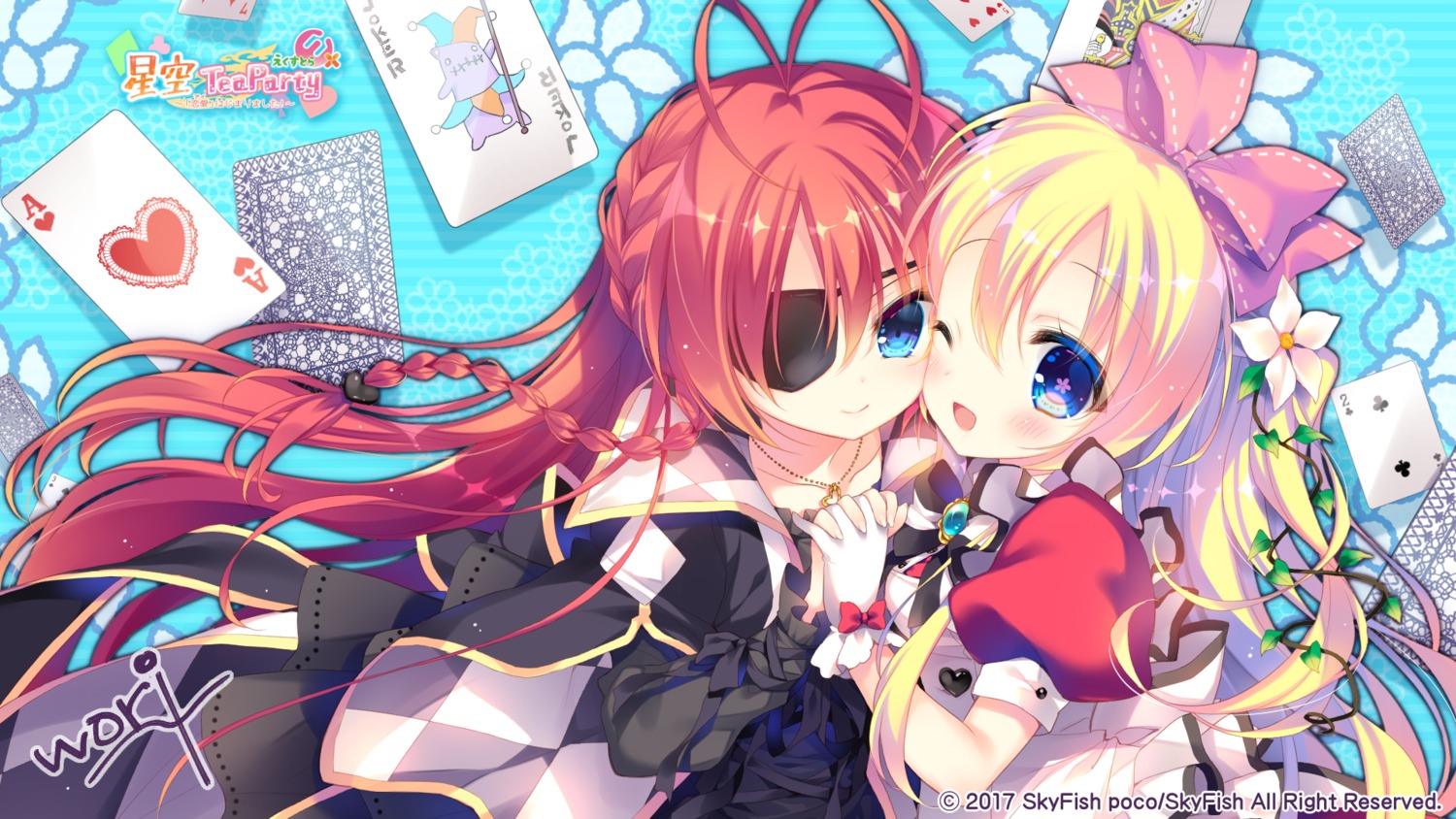 akagi_kokoro, arisuno_alice, dress, eyepatch, hoshizora_tea_party, hoshizora_tea_party_extra, skyfish_poco, wallpaper