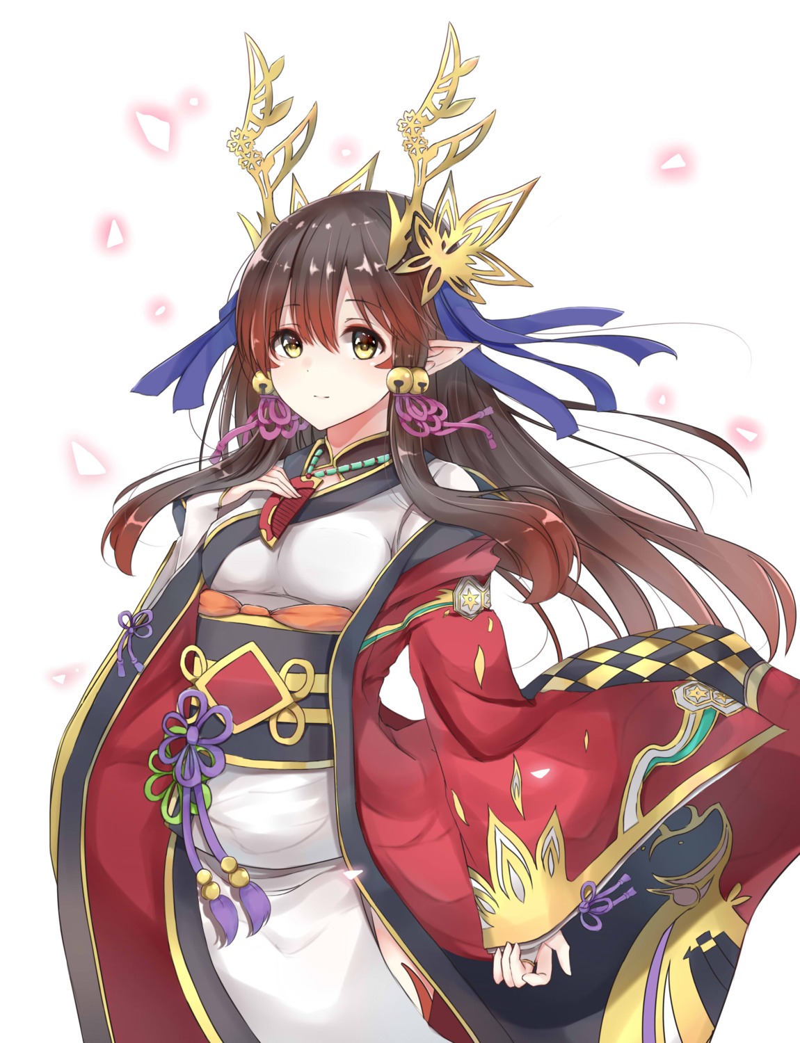 japanese_clothes, pointy_ears, puzzle_&_dragons, tsubaki_(puzzle_&_dragons), ym
