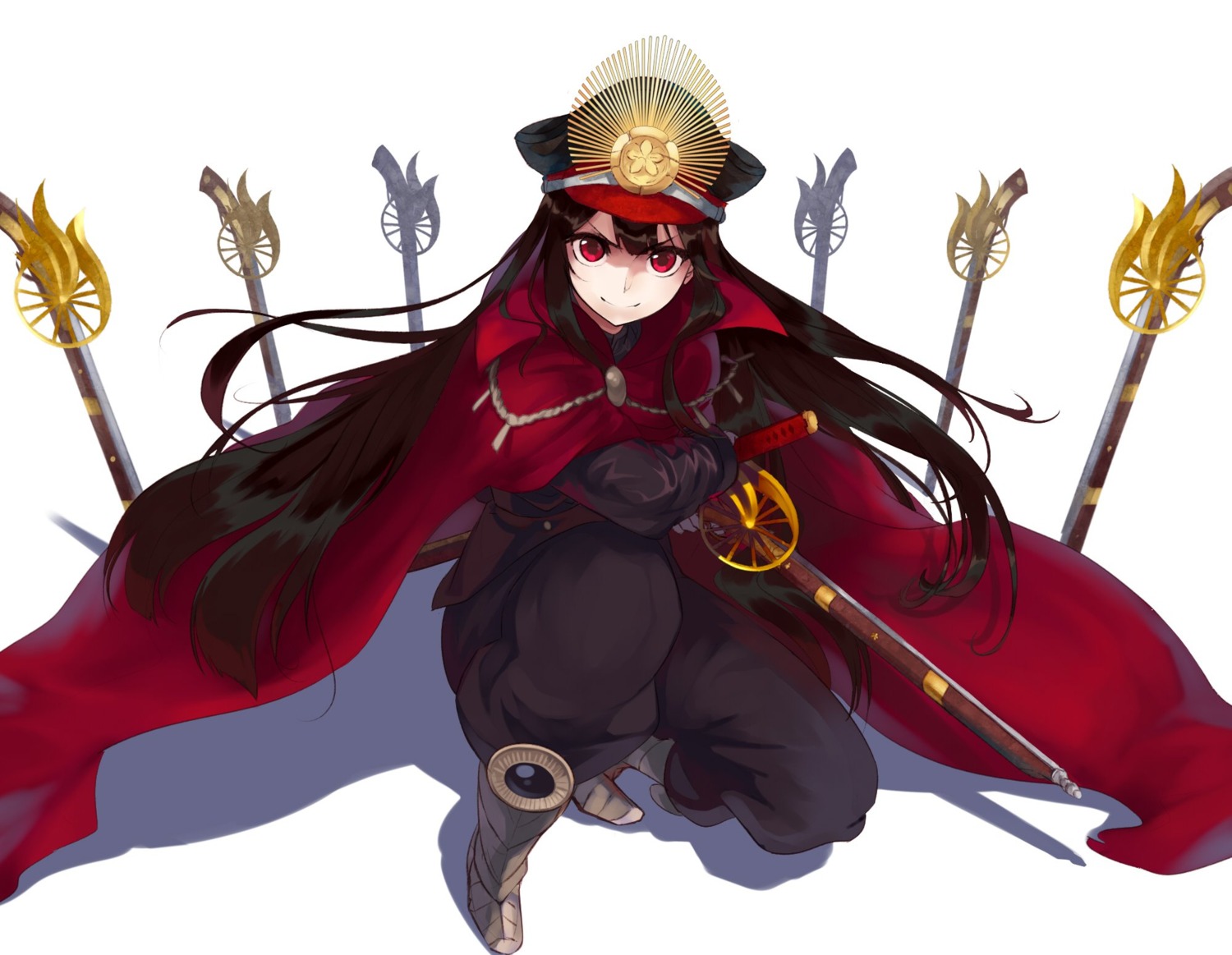 armor, fate/grand_order, gun, jazztaki, oda_nobunaga_(fate), sword, uniform