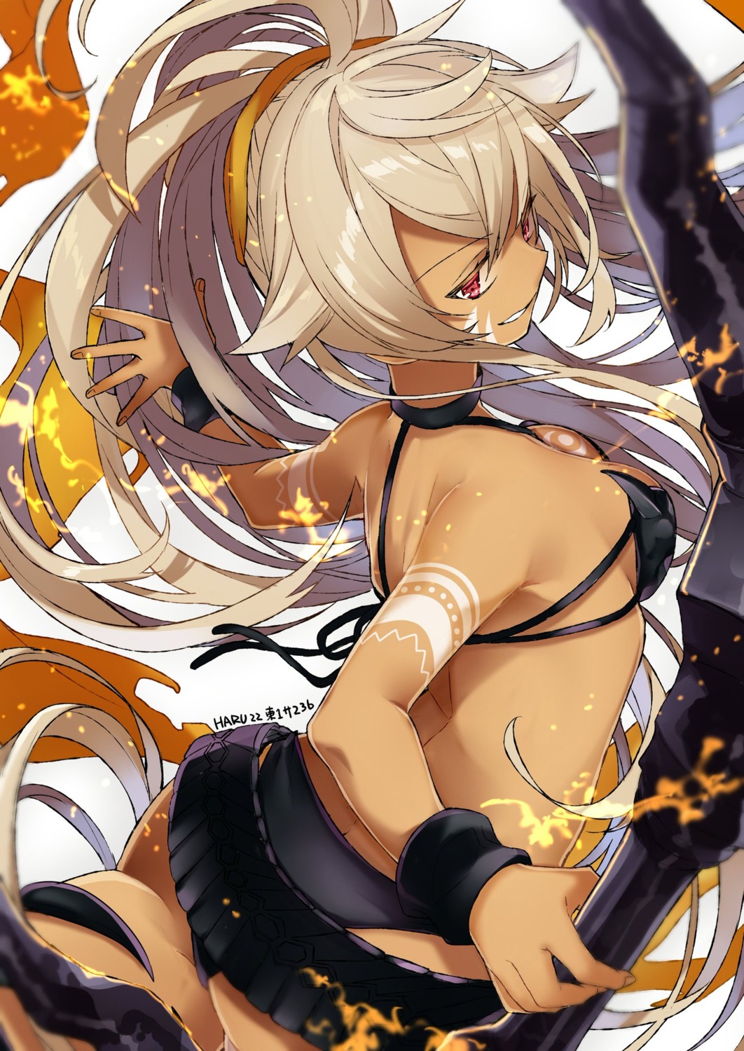ass, bikini, merc_storia, sogawa, swimsuits, tattoo, weapon