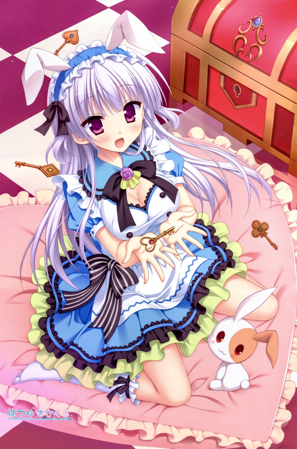 animal_ears, bunny_ears, cleavage, dress, hatsuyuki_sakura, hontani_kanae, saga_planets, tamaki_sakura