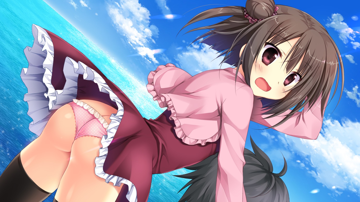 ass, cabbage_soft, dress, game_cg, hoshikoi_twinkle, korie_riko, narusegawa_nagi, pantsu, thighhighs