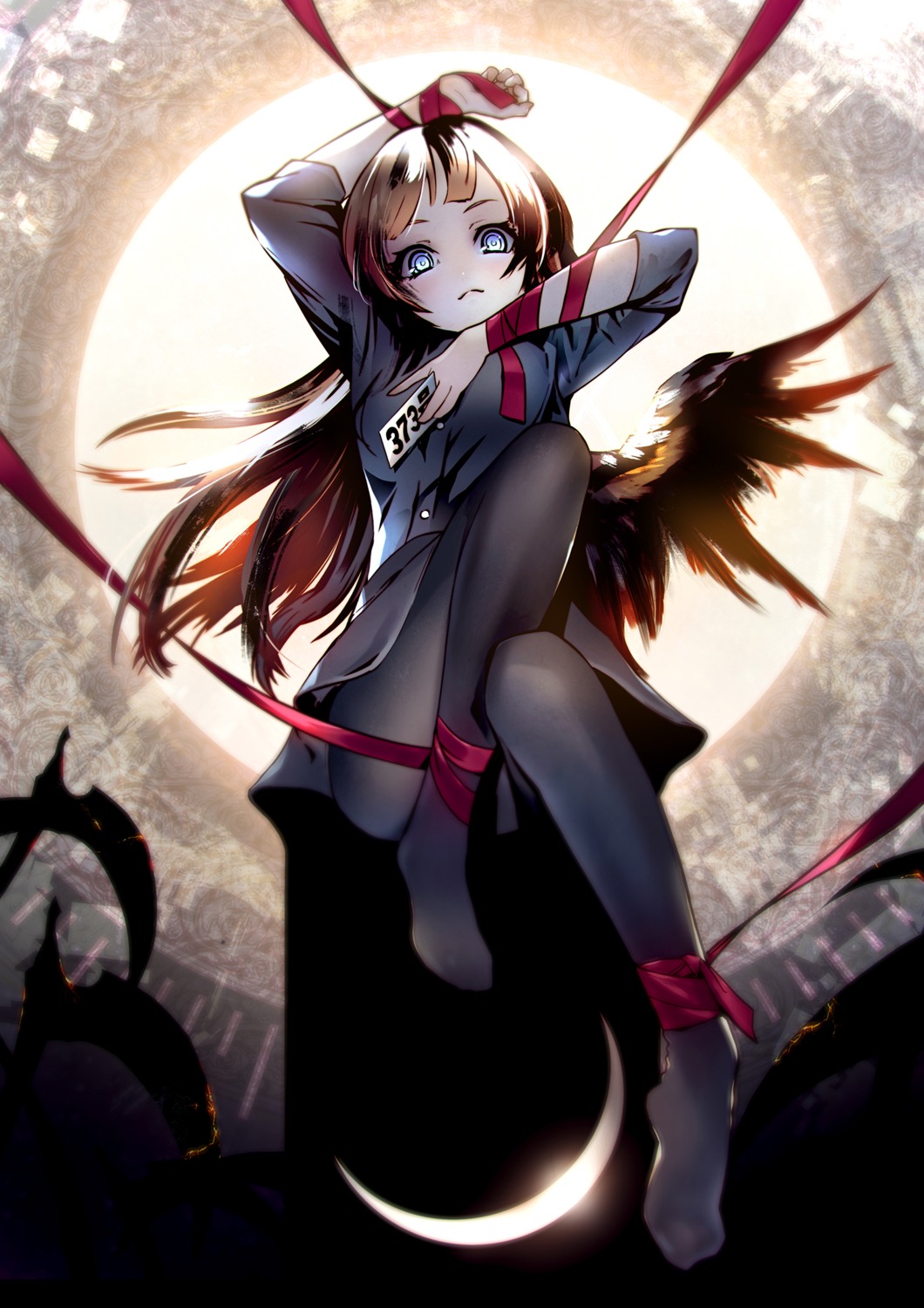 breast_hold, feet, pantyhose, takagi_masafumi, wings