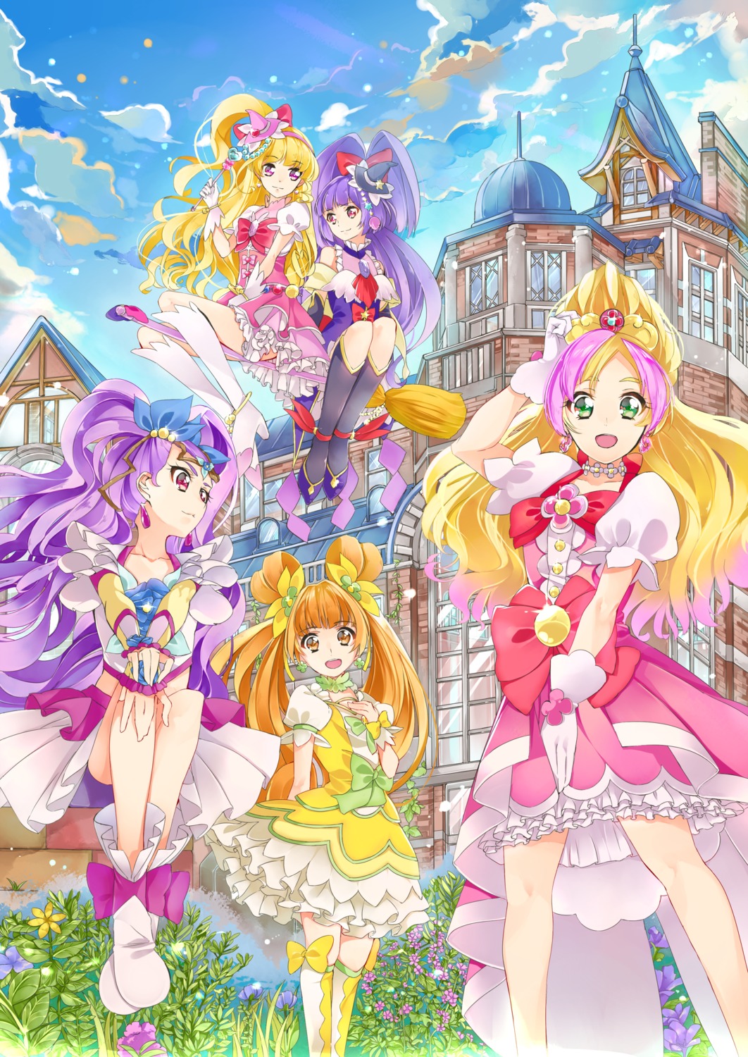 asahina_mirai, crossover, dokidoki!_precure, dress, go!_princess_precure, haruno_haruka, heels, izayoi_riko