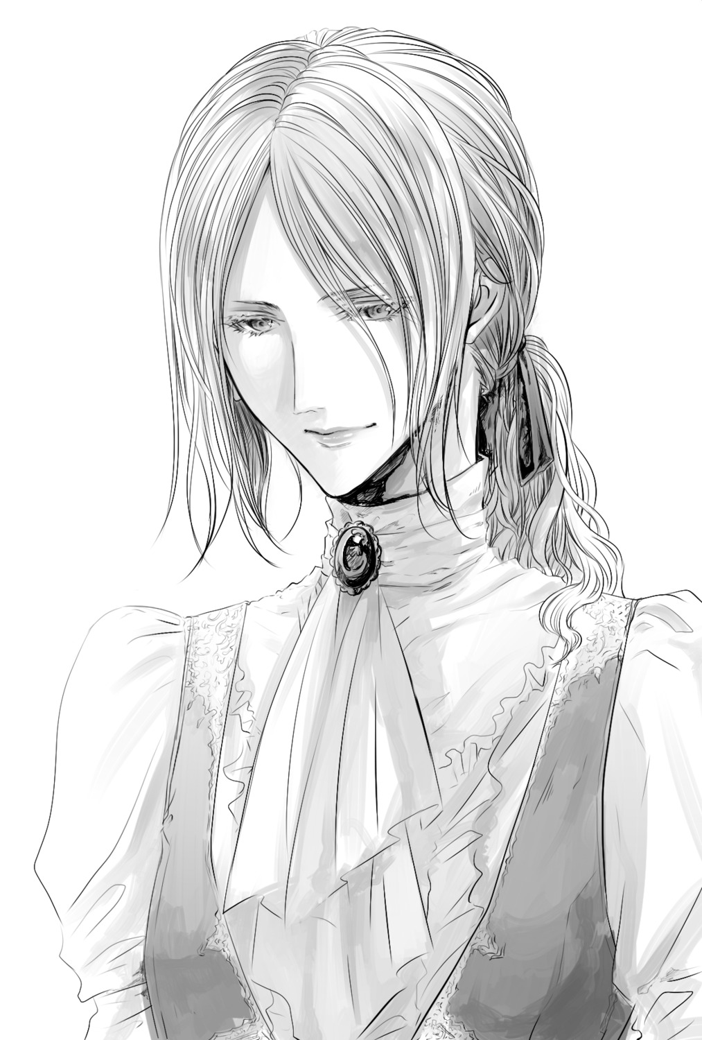 bloodborne, itsuki_(itsukiovo), lady_maria_of_the_astral_clocktower, monochrome