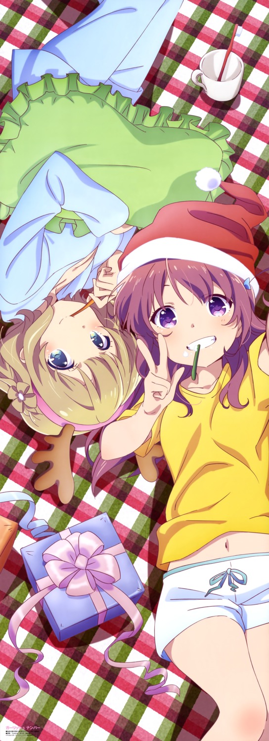 christmas, gi(a)rlish_number, karasuma_chitose_(giarlish_number), kugayama_yae, pajama, yuminzi