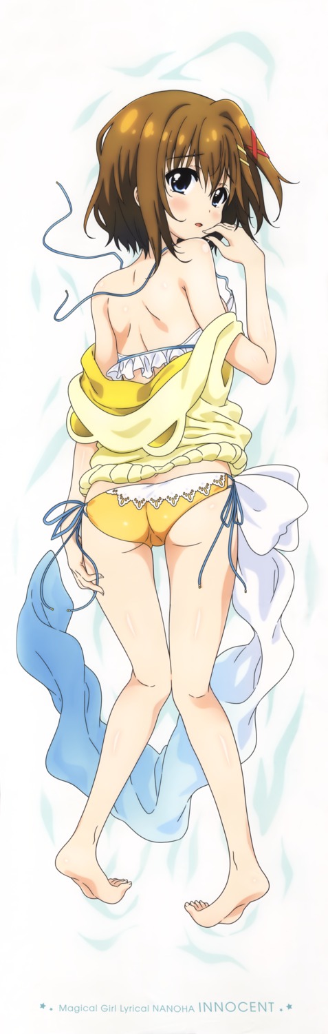 ass, bikini, dakimakura, mahou_shoujo_lyrical_nanoha, mahou_shoujo_lyrical_nanoha_innocent, open_shirt, swimsuits, tagme