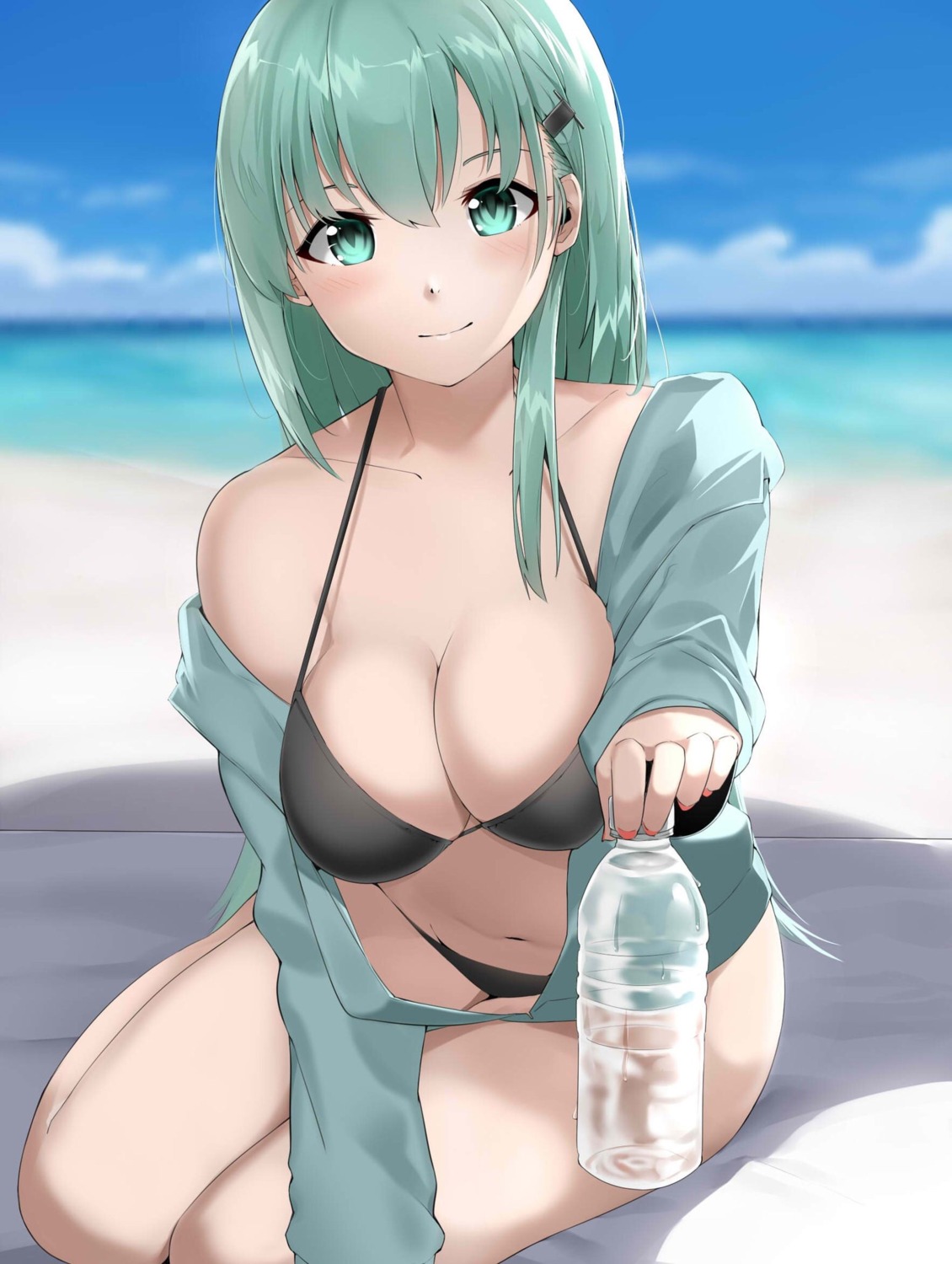 bikini, cleavage, kantai_collection, open_shirt, suzuharu_toufu, suzuya_(kancolle), swimsuits