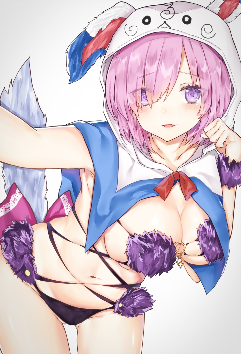 animal_ears, bikini, cleavage, fate/grand_order, hoshimiya_nazuna, mash_kyrielight, swimsuits, tail