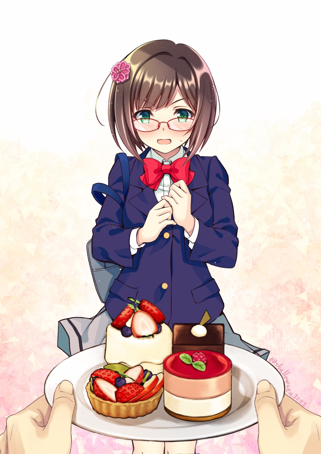 asami_asami, maekawa_miku, megane, seifuku, the_idolm@ster, the_idolm@ster_cinderella_girls