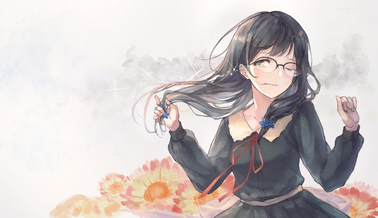 flowers, hanabishi_rikka, kobuta, megane, seifuku