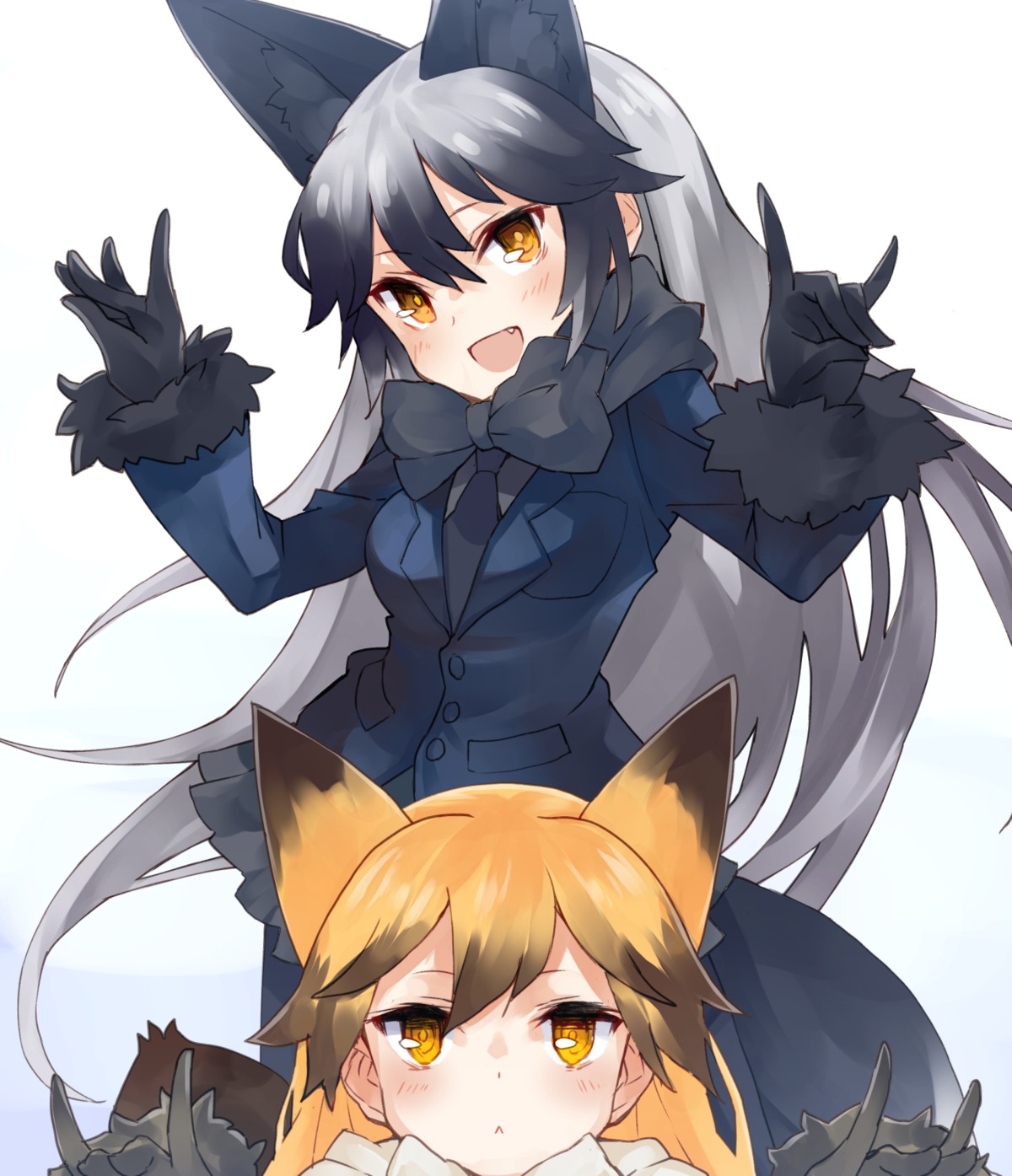 animal_ears, ezo_red_fox, kemono_friends, nuqura, silver_fox