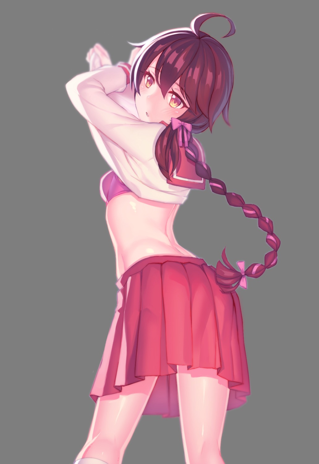 bra, fiodo, seifuku, shirt_lift, transparent_png, undressing