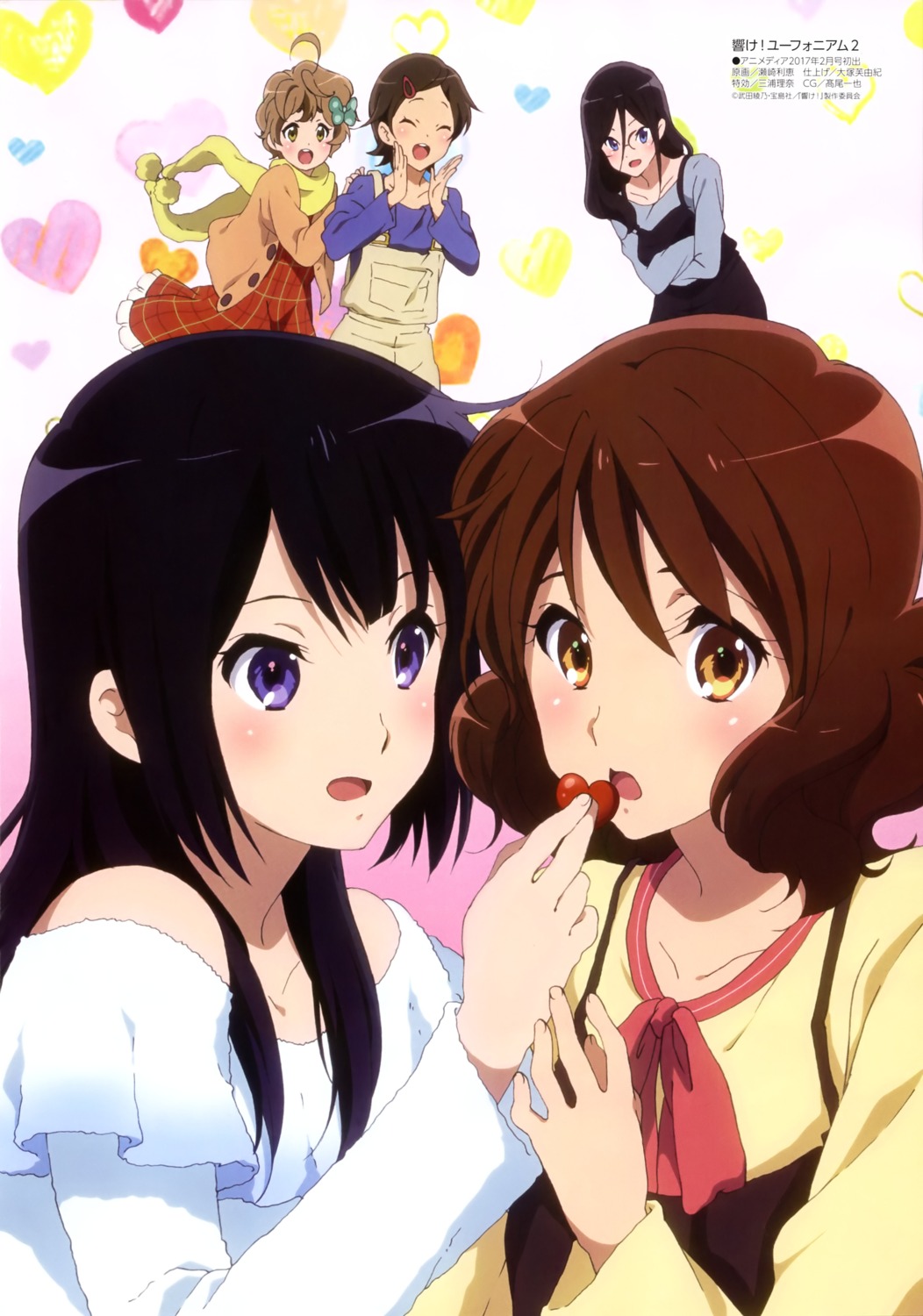 breast_hold, dress, hibike!_euphonium, katou_hazuki_(hibike!_euphonium), kawashima_sapphire, kousaka_reina, megane, oumae_kumiko, overalls, sezaki_rie, tanaka_asuka