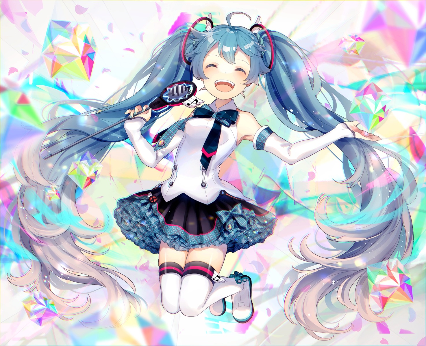 hatsune_miku, magical_mirai, thighhighs, uiyuzo, vocaloid