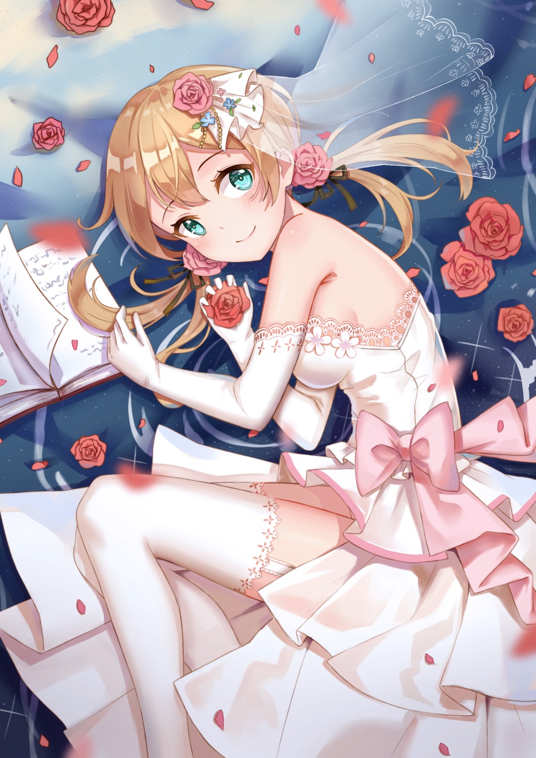dress, kantai_collection, prinz_eugen_(kancolle), stockings, thighhighs, wedding_dress, yuhuan