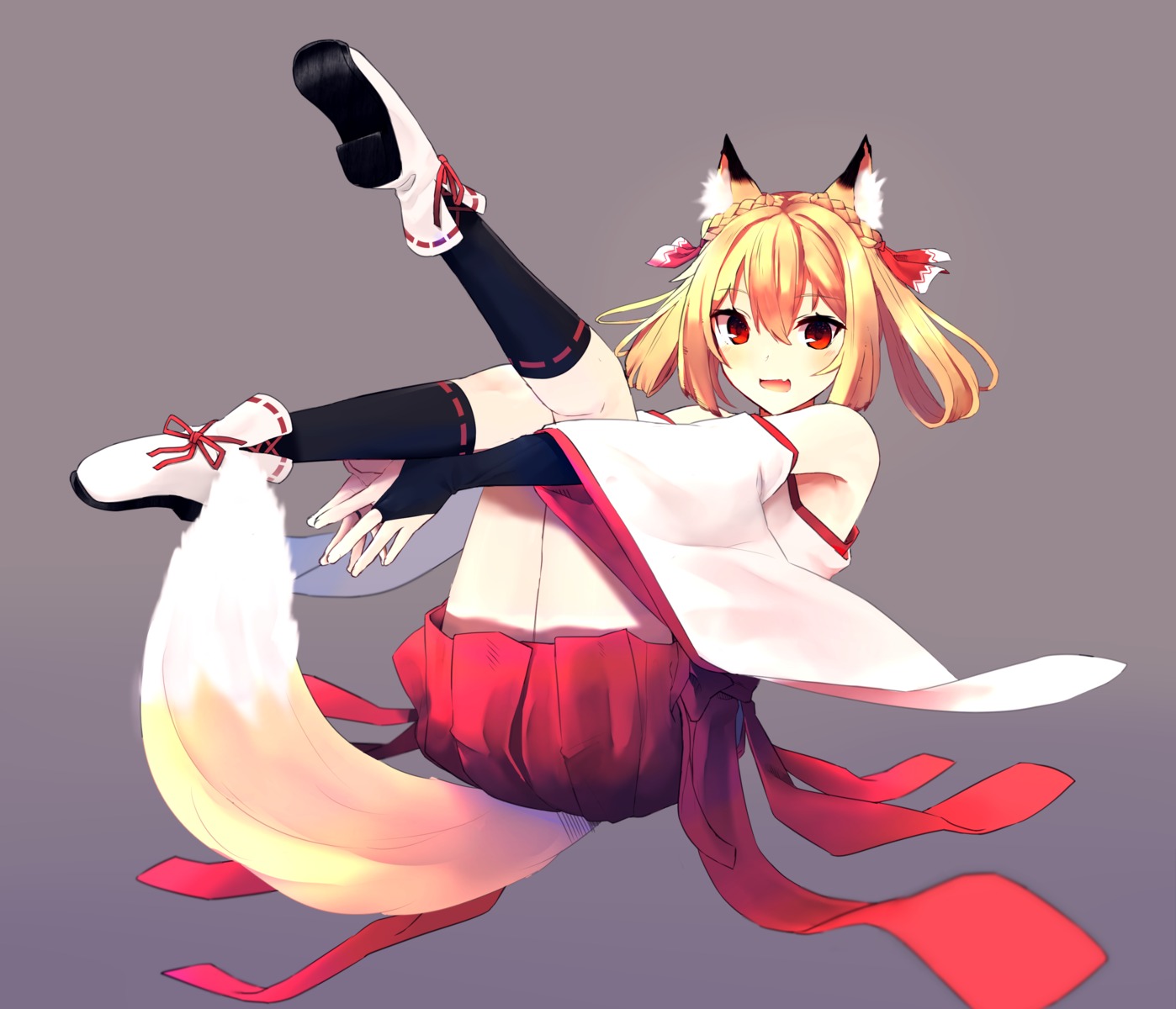 animal_ears, kitsune, miko, naitsu, tail