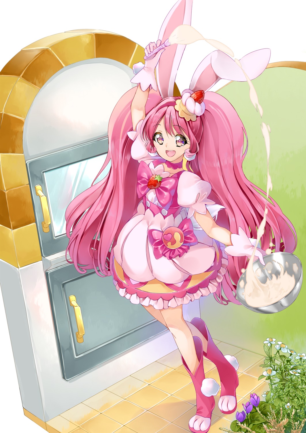 animal_ears, bunny_ears, dress, kirakira_precure_a_la_mode, precure, tail, usami_ichika, yuutarou_(pixiv822664)