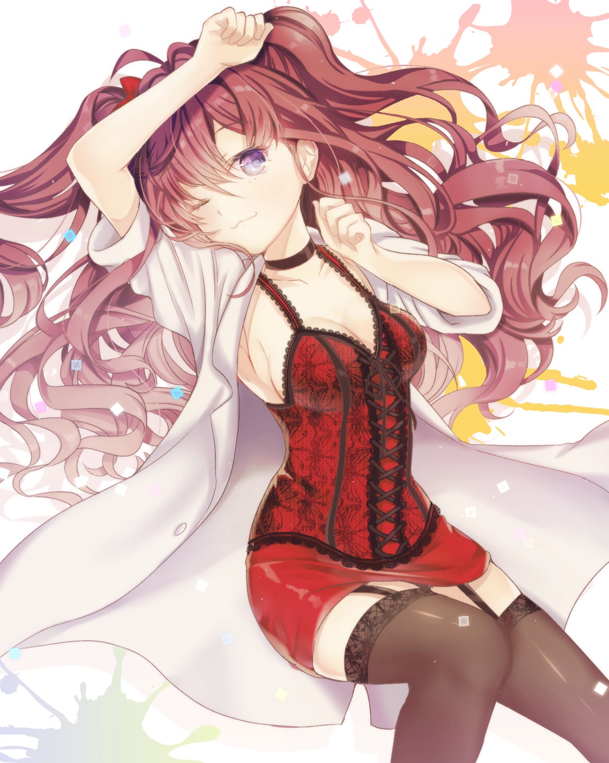 cleavage, dabi_(dabibubi), ichinose_shiki, stockings, the_idolm@ster, the_idolm@ster_cinderella_girls, thighhighs