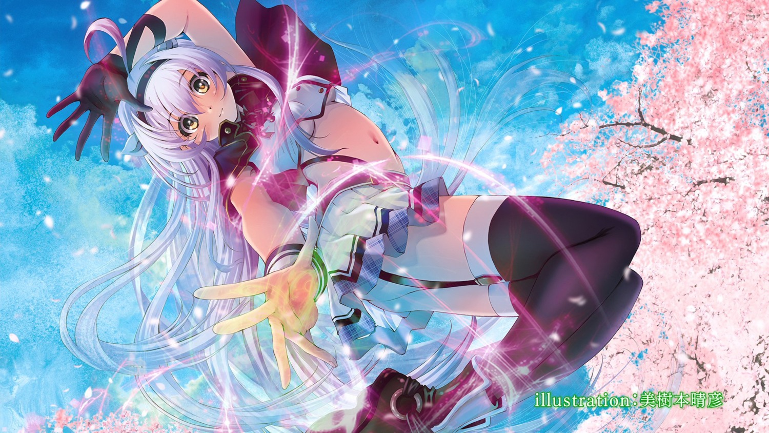 mikimoto_haruhiko, rokudenashi_majutsu_koushi_to_akashic_record, sistina_fibel, stockings, thighhighs, underboob, wallpaper