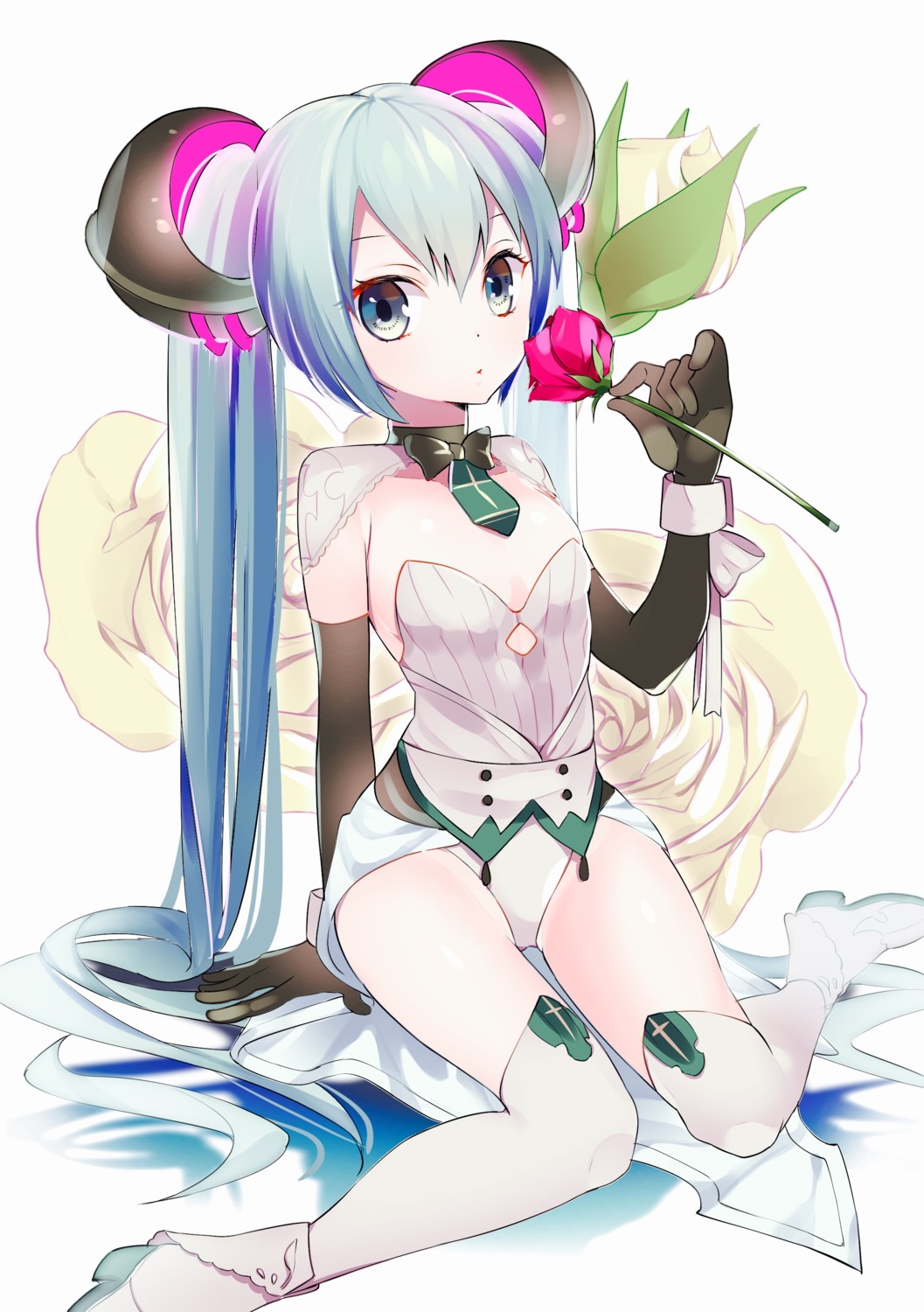 cleavage, hatsune_miku, heels, leotard, omucchan_(omutyuan), thighhighs, vocaloid