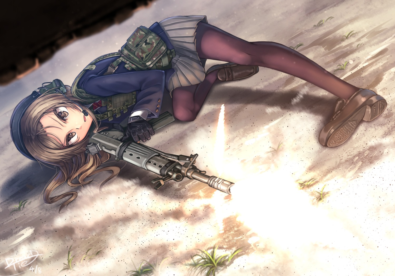dreadtie, gun, pantyhose, seifuku