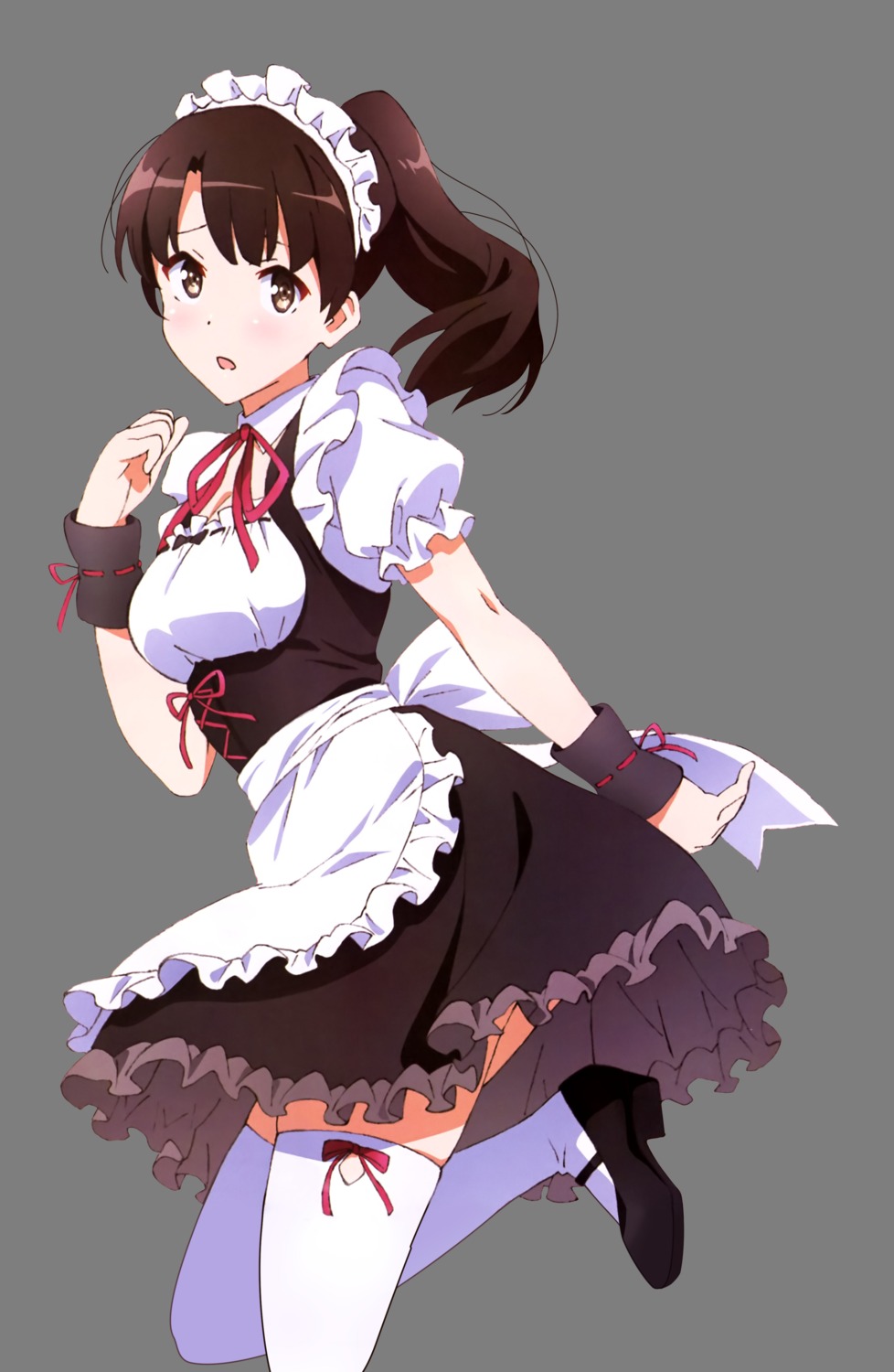 heels, katou_megumi, maid, saenai_heroine_no_sodatekata, thighhighs, transparent_png, yamada_yukikazu