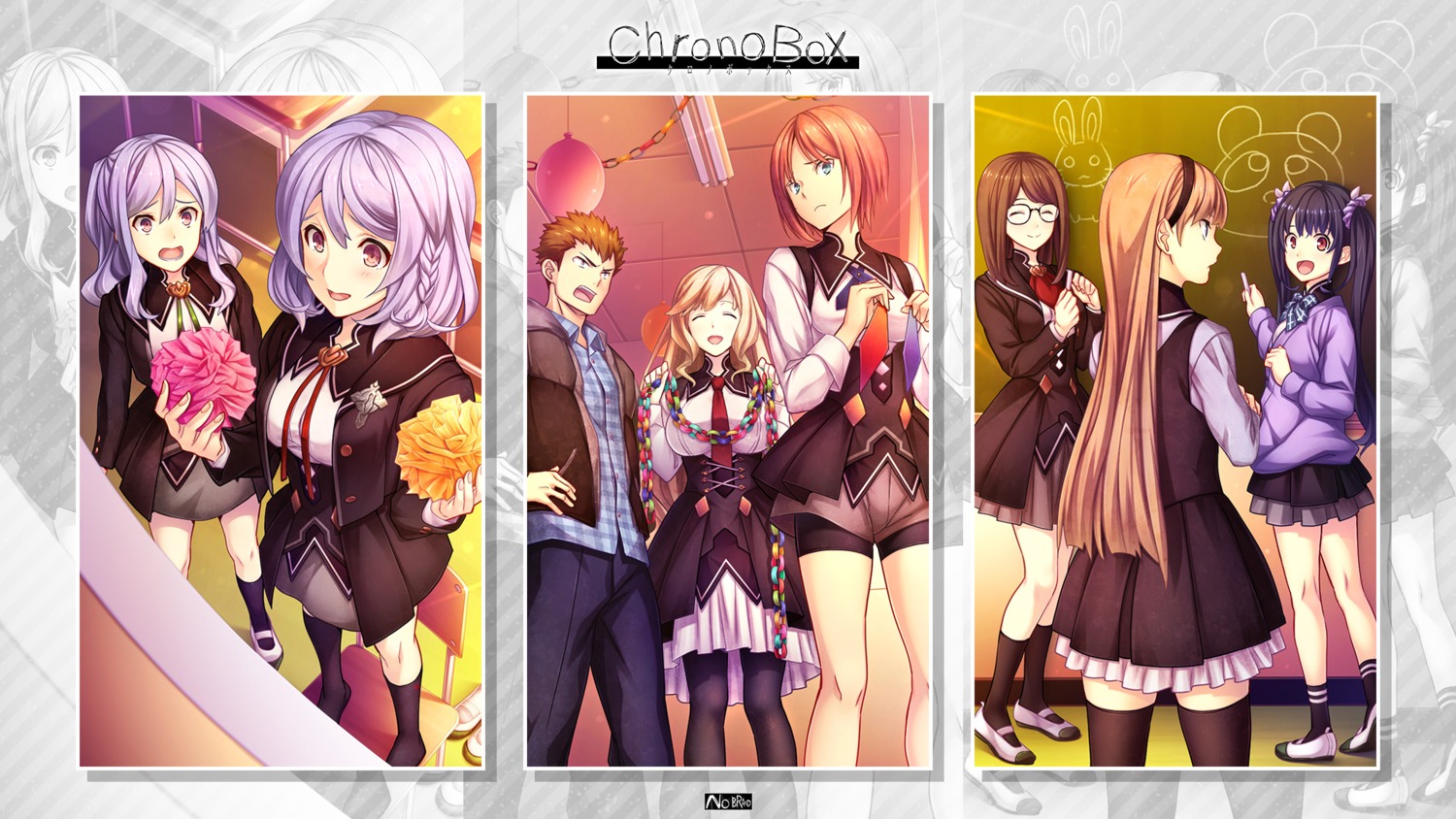 bike_shorts, chrono_box, megane, nagahama_megumi, no_brand, seifuku, sweater, thighhighs