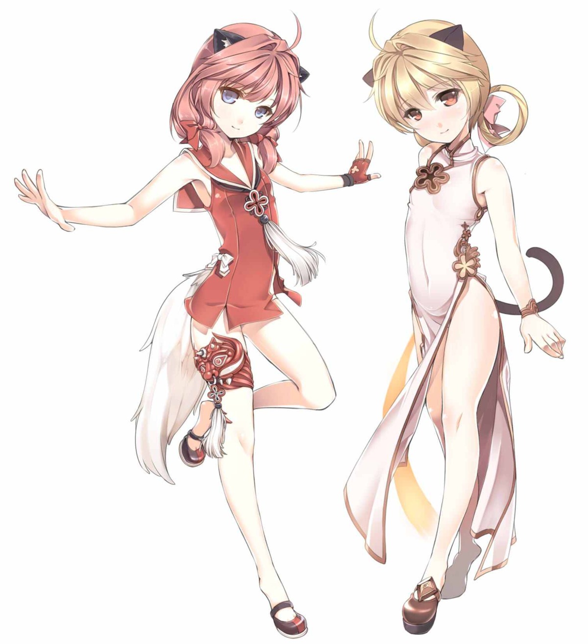 animal_ears, blade_&_soul, chinadress, jpeg_artifacts, kuronell, lyn_(blade_&_soul), nekomimi, tail